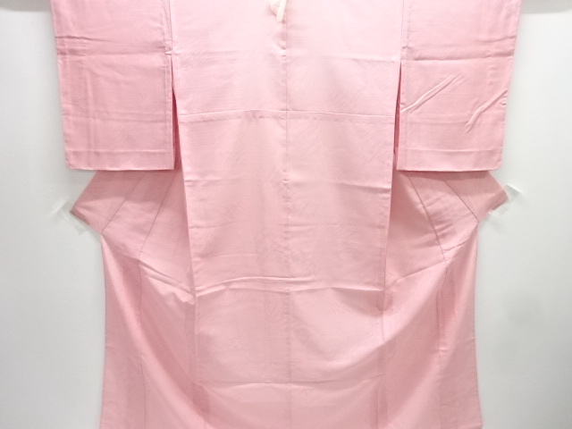 未使用品　紗市松に草葉模様織り出し一つ紋色無地着物